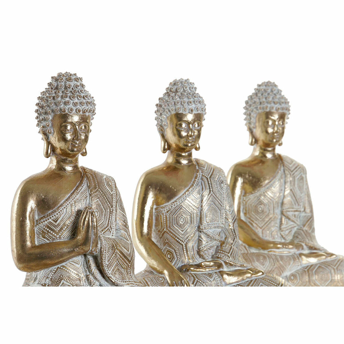 Koristehahmo DKD Home Decor Kullattu Buddha Hartsi (14.5 x 8.5 x 18 cm) (3 pcs)