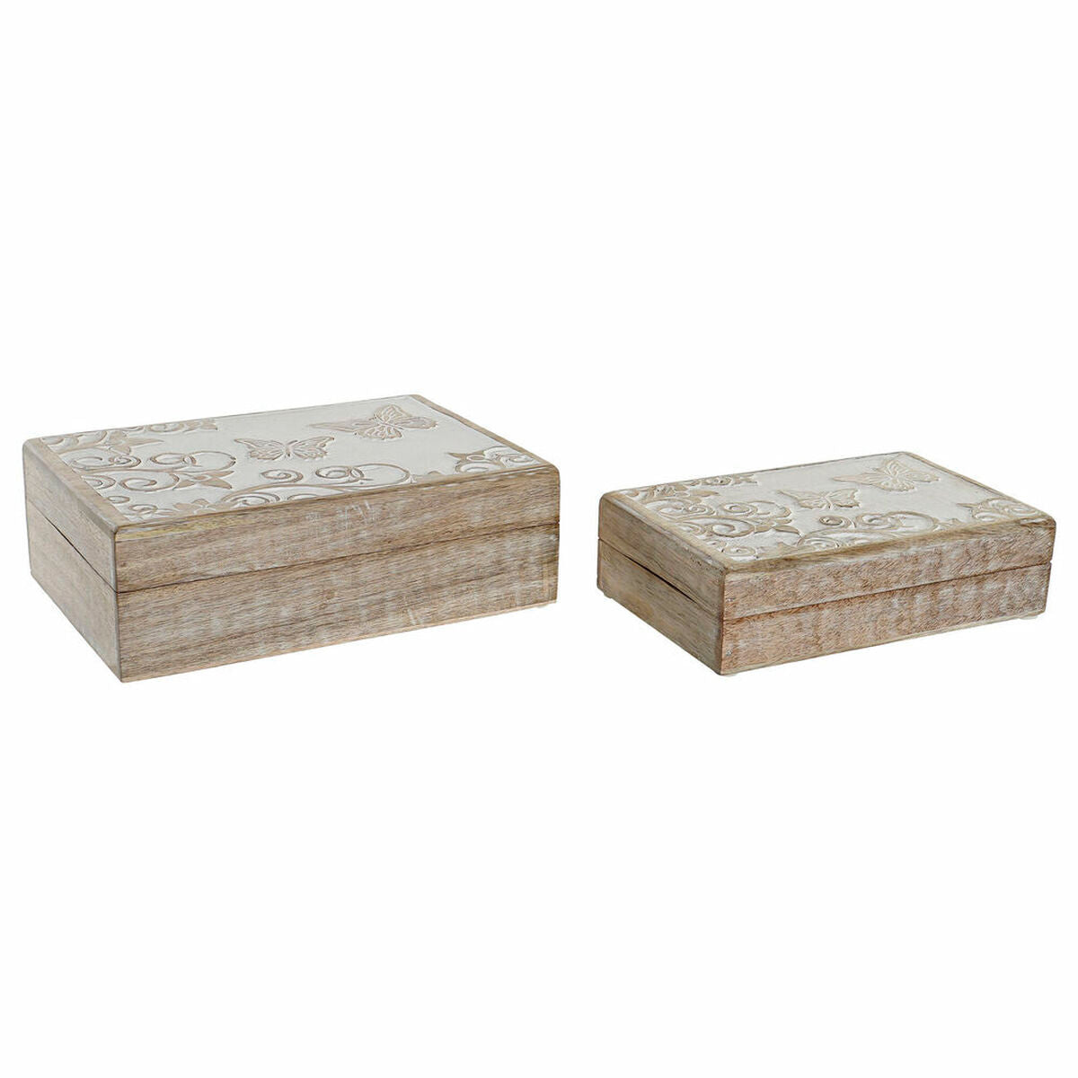 Korurasia DKD Home Decor Shabby Chic Mangopuu Perhonen (2 pcs) (21.5 x 13.5 x 6 cm) (25.5 x 18 x 8 cm)