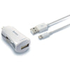 USB-Autolaturi + MFi Sertifioitu Lightning Kaapeli KSIX 2.4 A Valkoinen