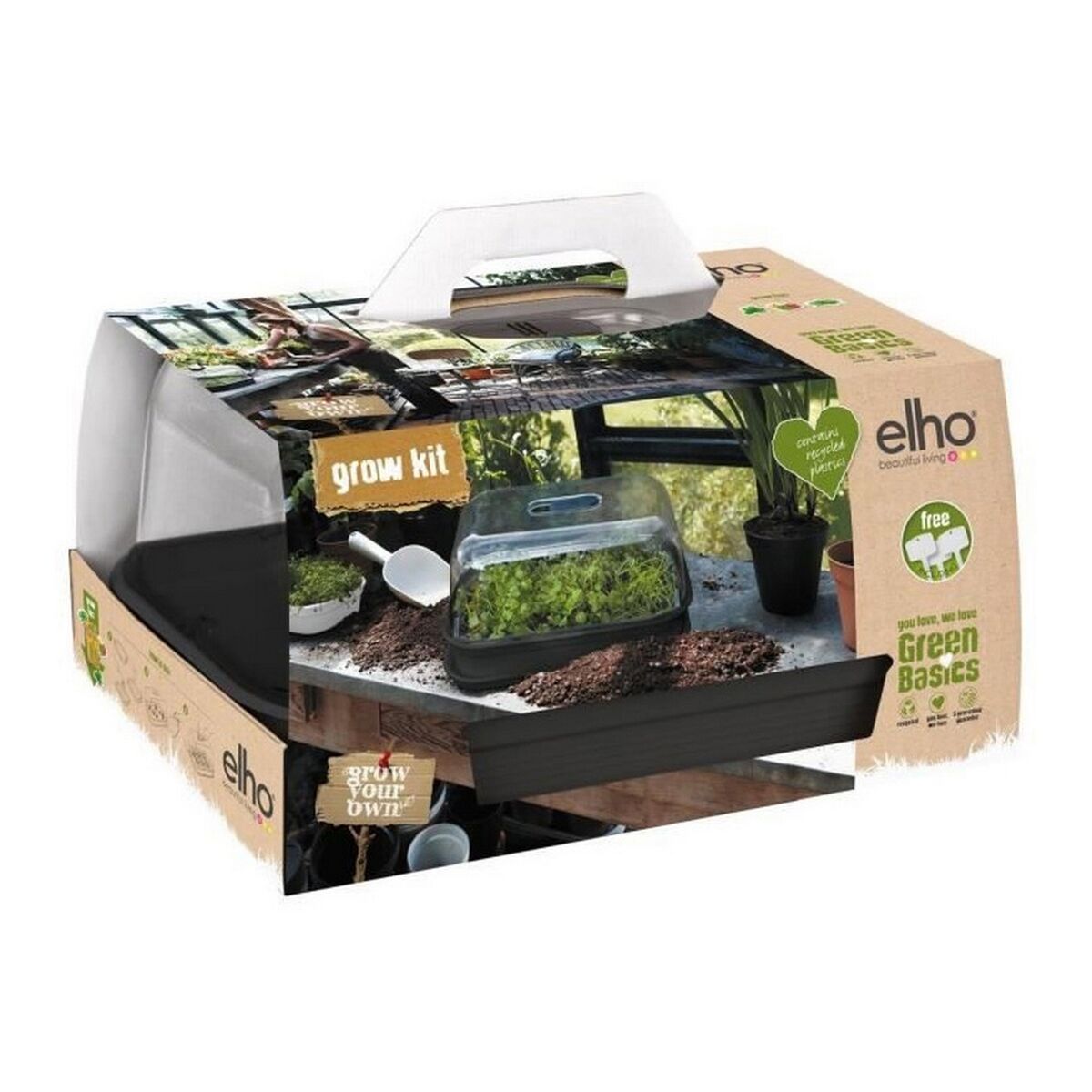 Growing Set Elho Green Basics Tarjotin Suorakulmainen Musta