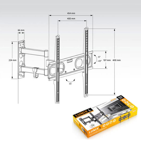 Varrellinen TV-seinäteline Axil 0592E 26"-60" 30 Kg Musta