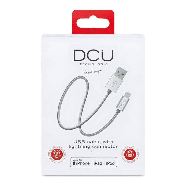 USB-latauskaapeli Lightning  iPhone DCU Hopeinen 1 m